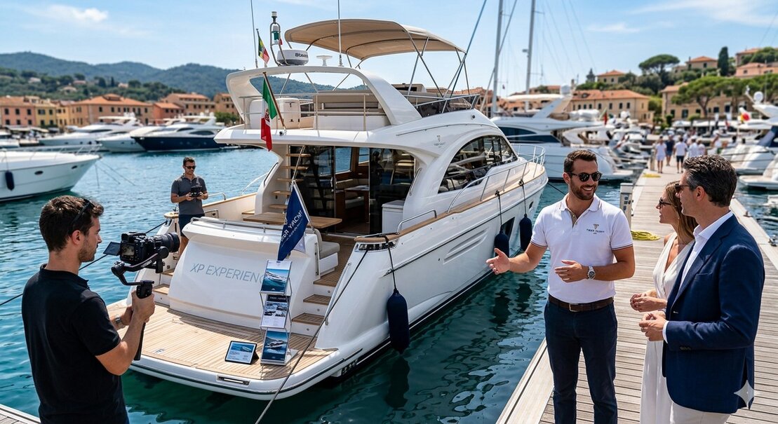 Consulente di viaggi che parla con un golfista con il campo sullo sfondo